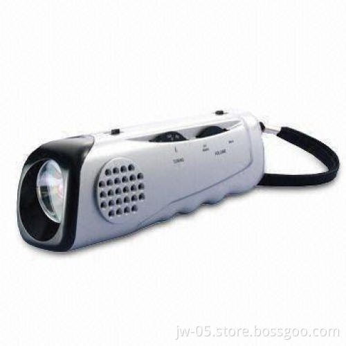 LED Torch with Siren Alarm and AM/FM Radio, Sized 45 x 50 x 145mm